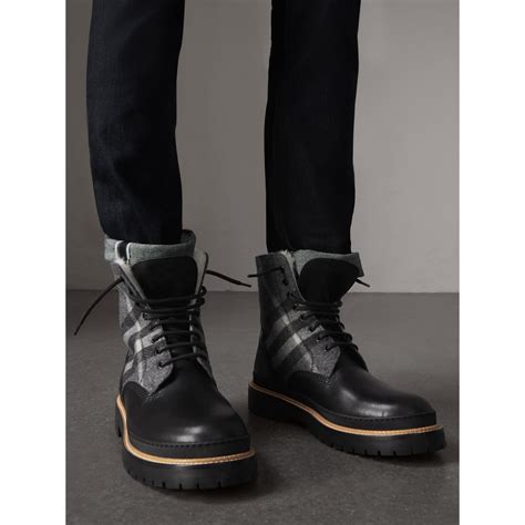 burberry shearling lined biker boots|Burberry shearling lined leather boots black .